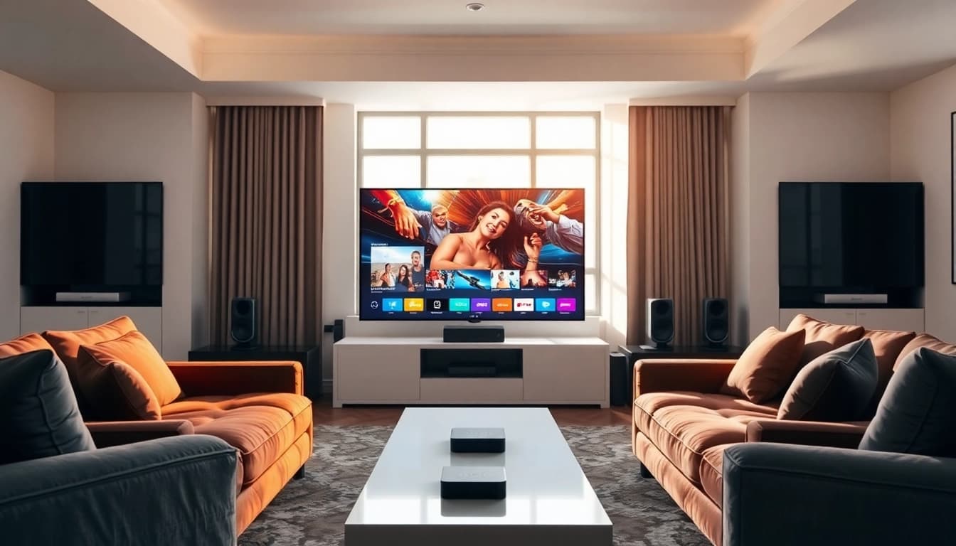 Iptv Deutschland erleben mit modernem Entertainment-Setup im Wohnzimmer.