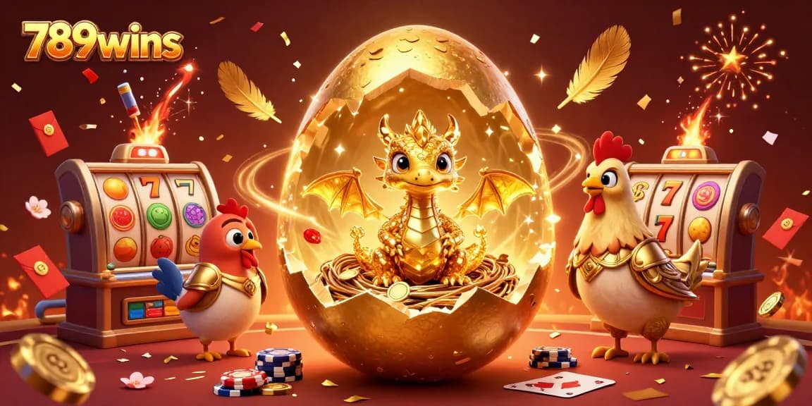Experience the excitement at 789wins with a golden dragon and poker chips in this vibrant casino scene.