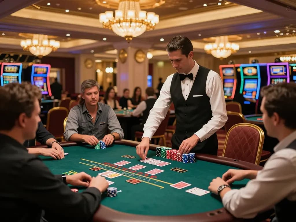 Players enjoying blackjack at CM88 casino, highlighting strategic gameplay and luxury atmosphere.