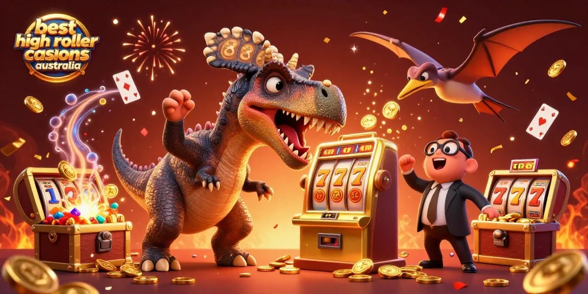 Experience the thrill at the best high roller casinos Australia with animated characters and jackpot excitement.