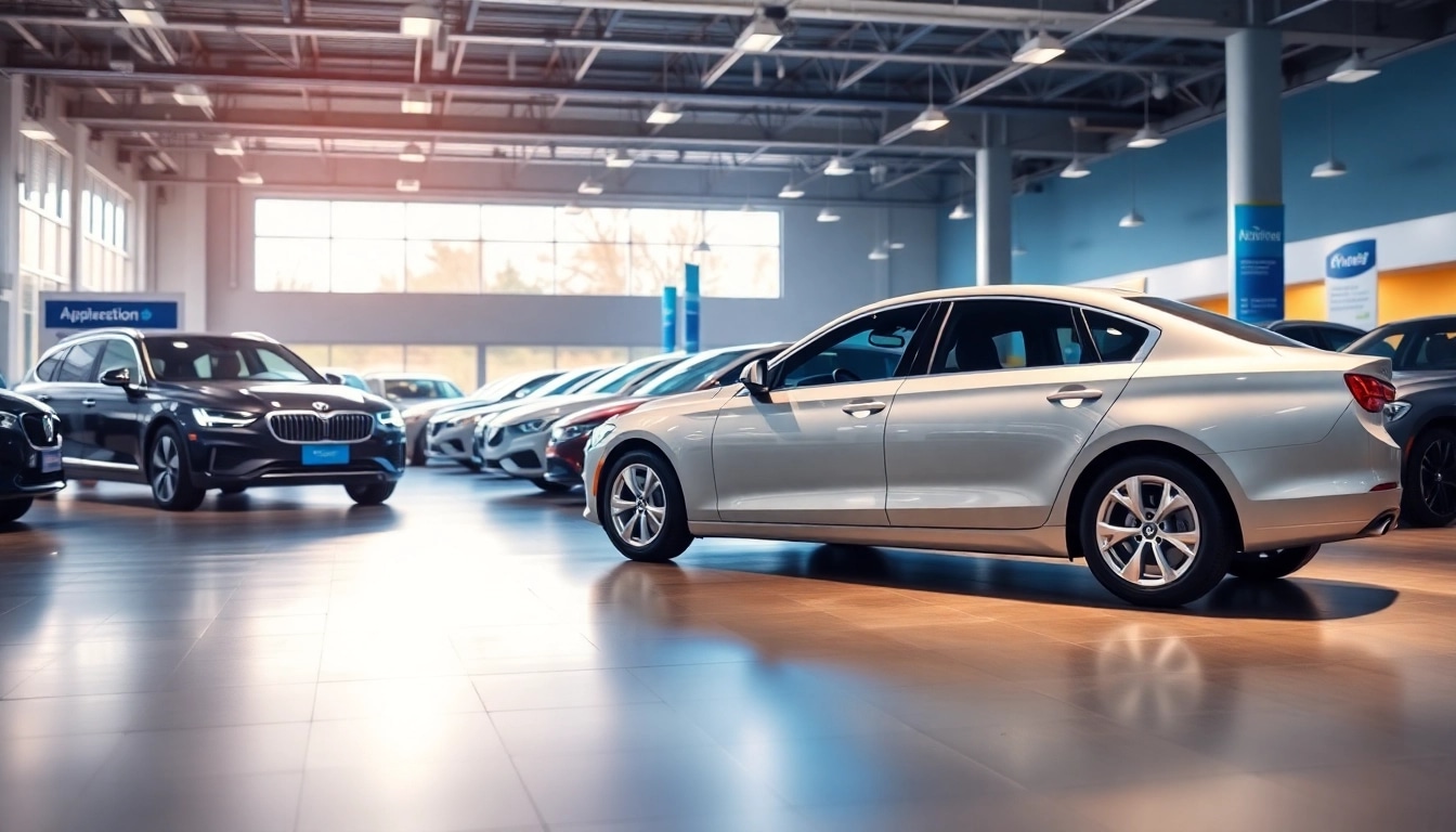 Auto kaufen in stilvollem Autohaus mit eleganten Fahrzeugen und einladender Atmosphäre.