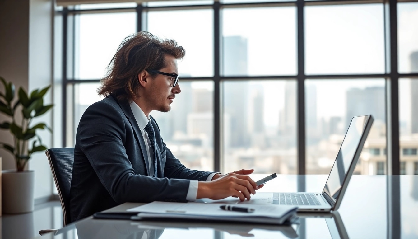 Headhunter Ingenieure berät Klienten in einem modernen Bürojob.