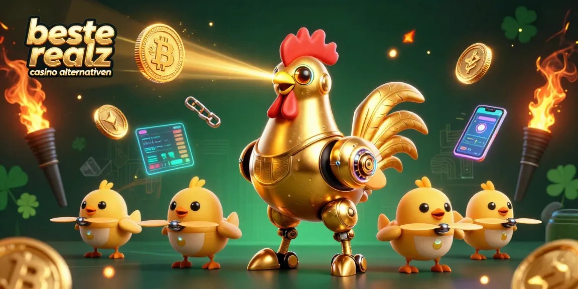 Gewinne mit besten realz casino alternativen in Aktion, umgeben von lebhaften Krypto-Elementen.