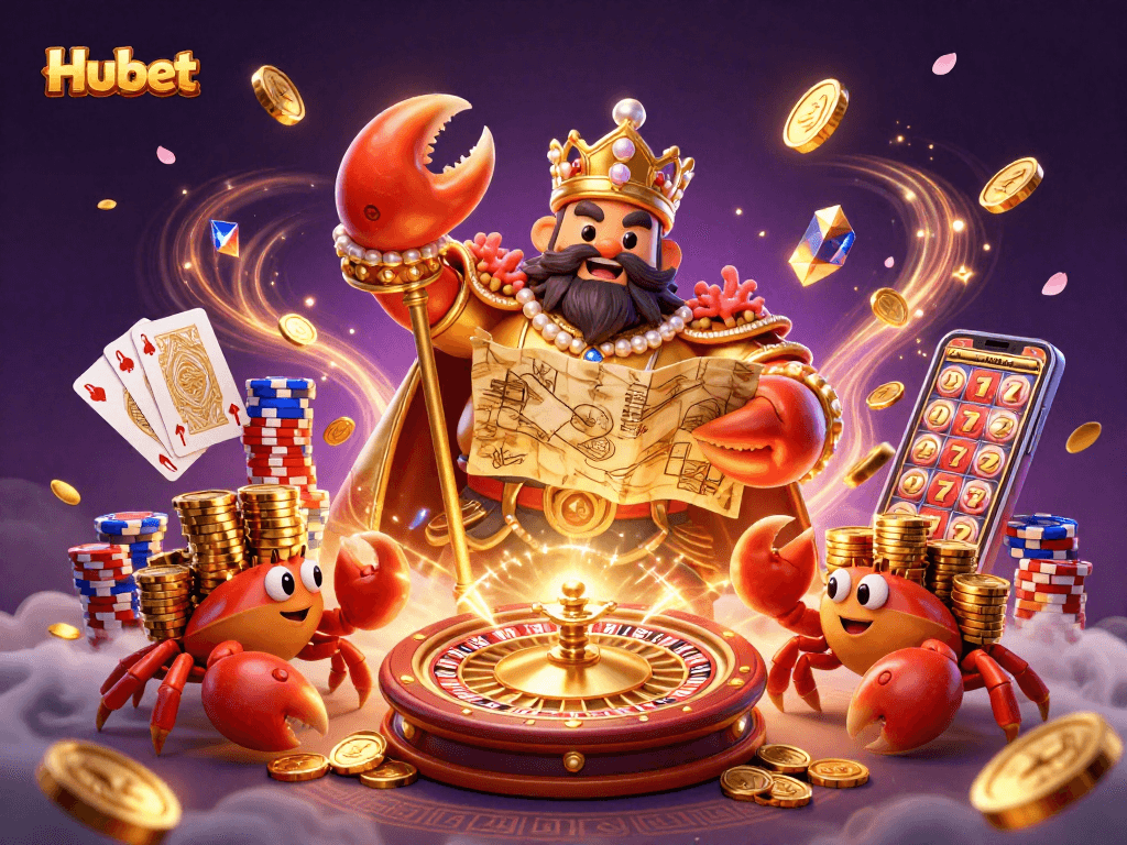 Experience the excitement of Hubet casino with dynamic characters and vibrant gaming elements.