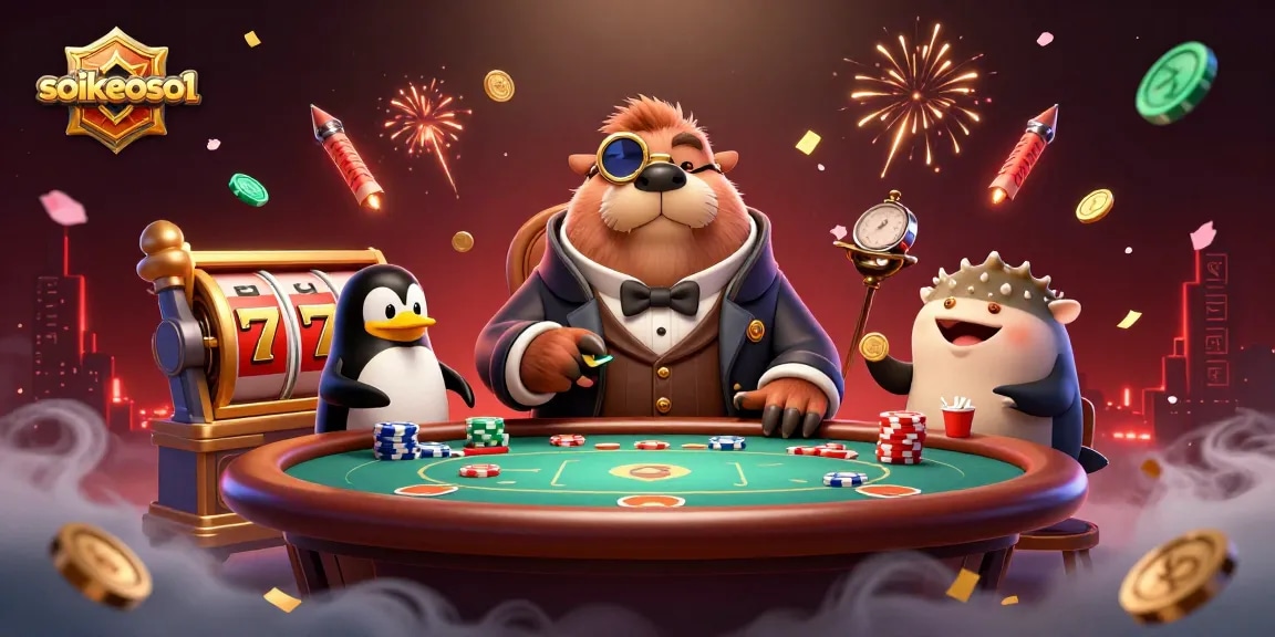 Engage with soikeoso1 at an underwater poker table as a walrus and friends play cards.