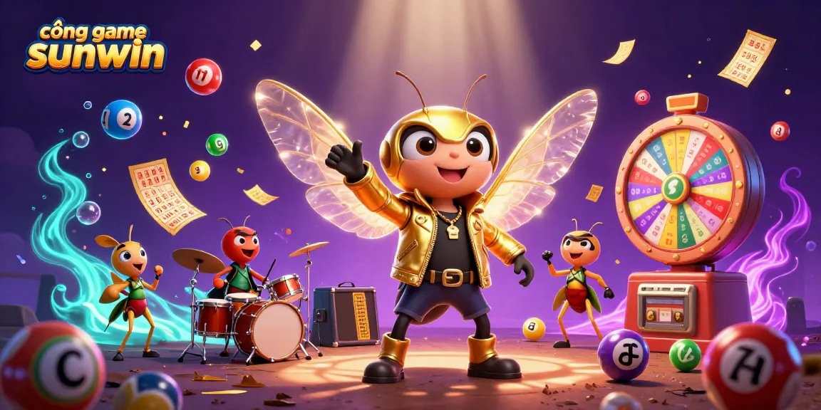 Experience the thrill of cổng game sunwin with a vibrant rock star scene celebrating exciting lottery gameplay.