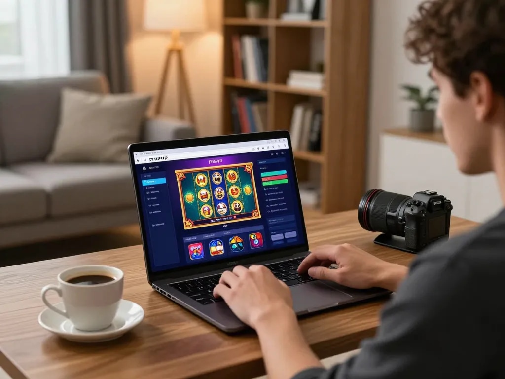 Engaging with PHPVIP platform in a cozy home gaming environment for strategic online gambling.