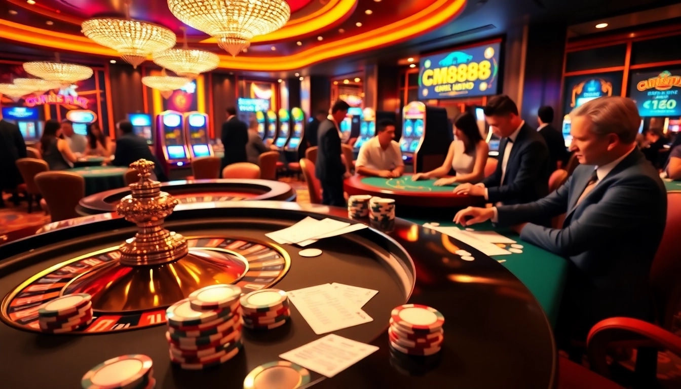 Players strategizing at a roulette table featuring CM8888 branding, embodying casino excitement.