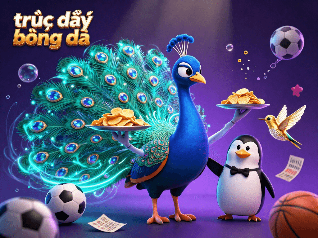 Bet on trực tiếp bóng đá with dynamic characters celebrating sports, showcasing vibrant betting action.