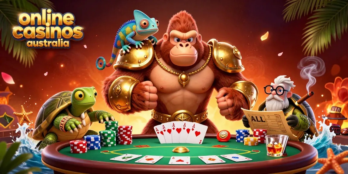 Engage with the vibrant community of online casinos Australia, featuring a lively 3D casino scene.