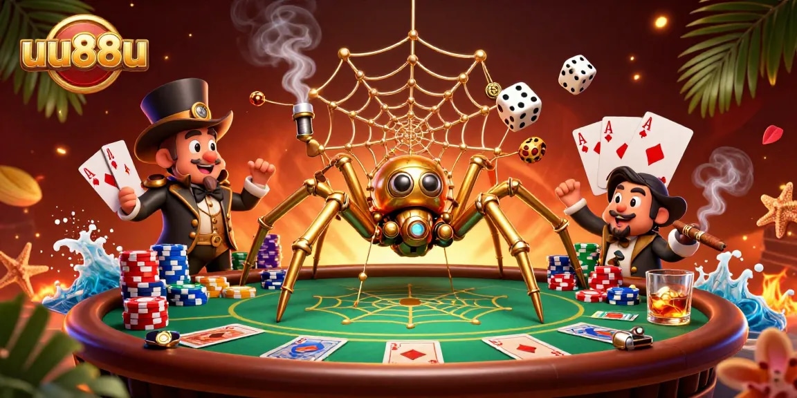 Engage with the exciting uu88u world of chance, featuring a 3D steampunk spider and poker action.