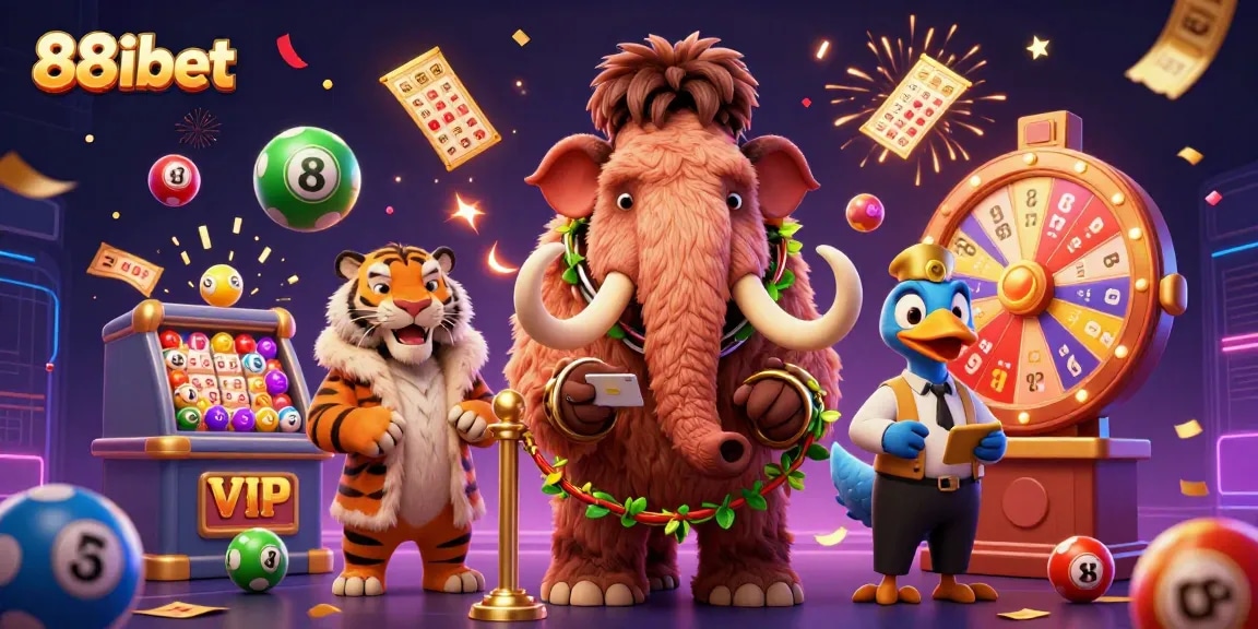 Experience the excitement at 88ibet with a vibrant casino scene featuring dynamic game elements and engaging characters.