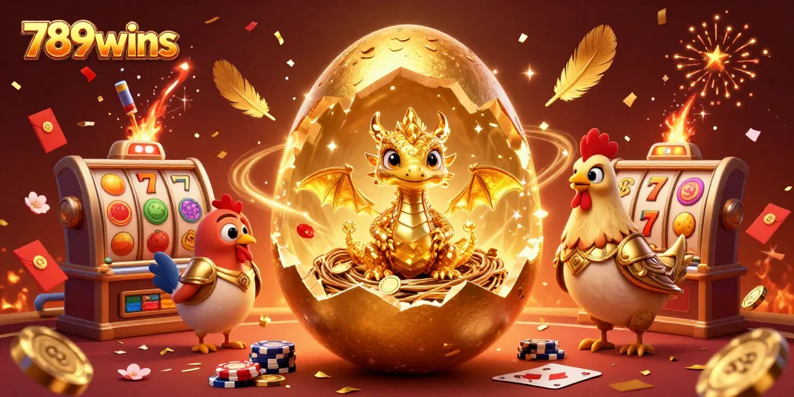Experience the excitement at 789wins with a golden dragon and poker chips in this vibrant casino scene.