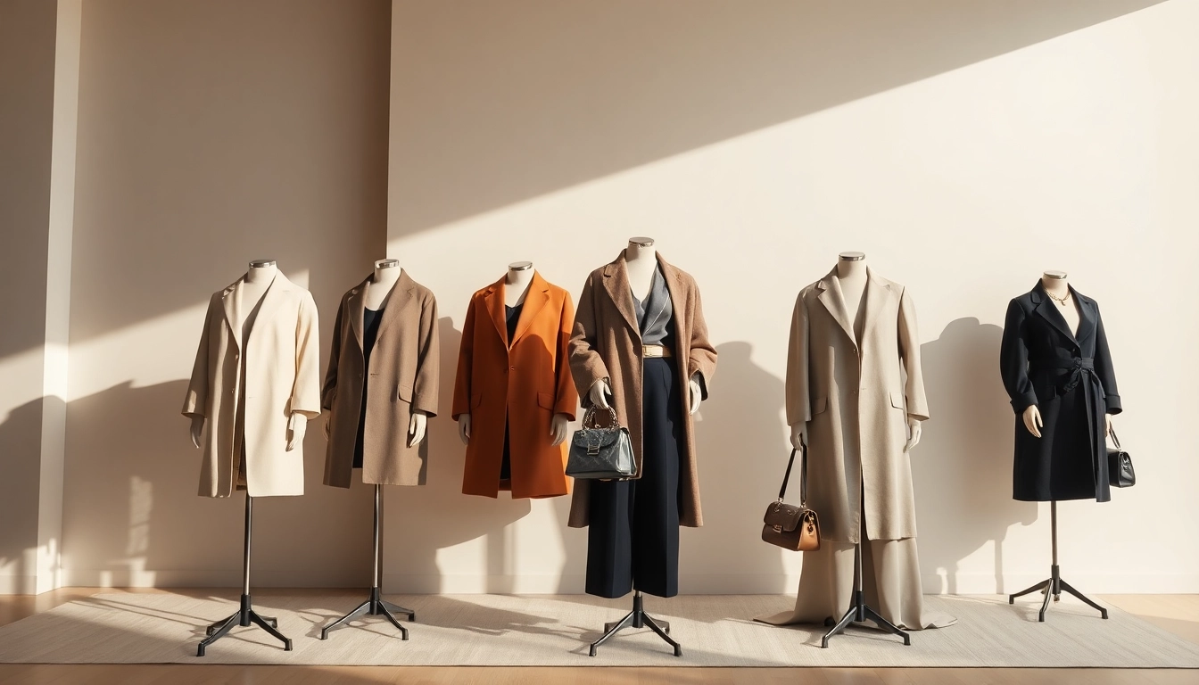 Showcasing Alvionz high-end fashion garments in a luxury boutique setting.