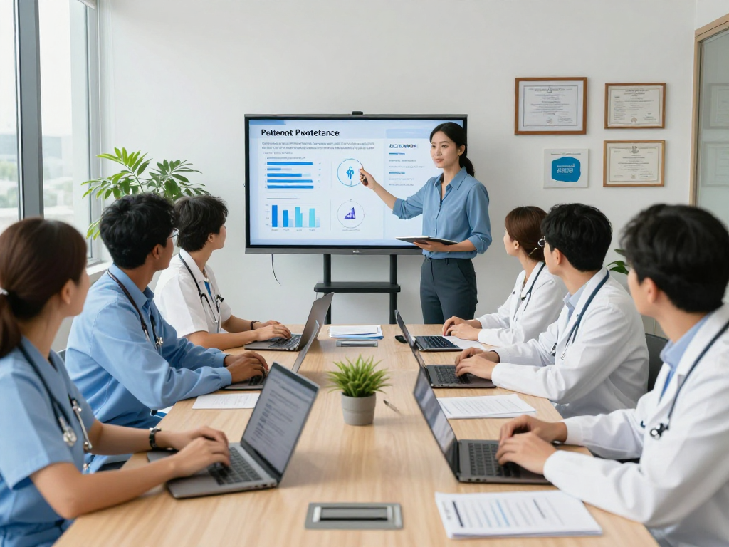 Collaborative healthcare consulting session focused on Gemeinschafts data protection and accessibility compliance.