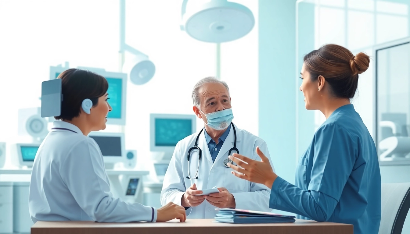 Driada medical system in use, a healthcare provider explains treatment options to a patient.