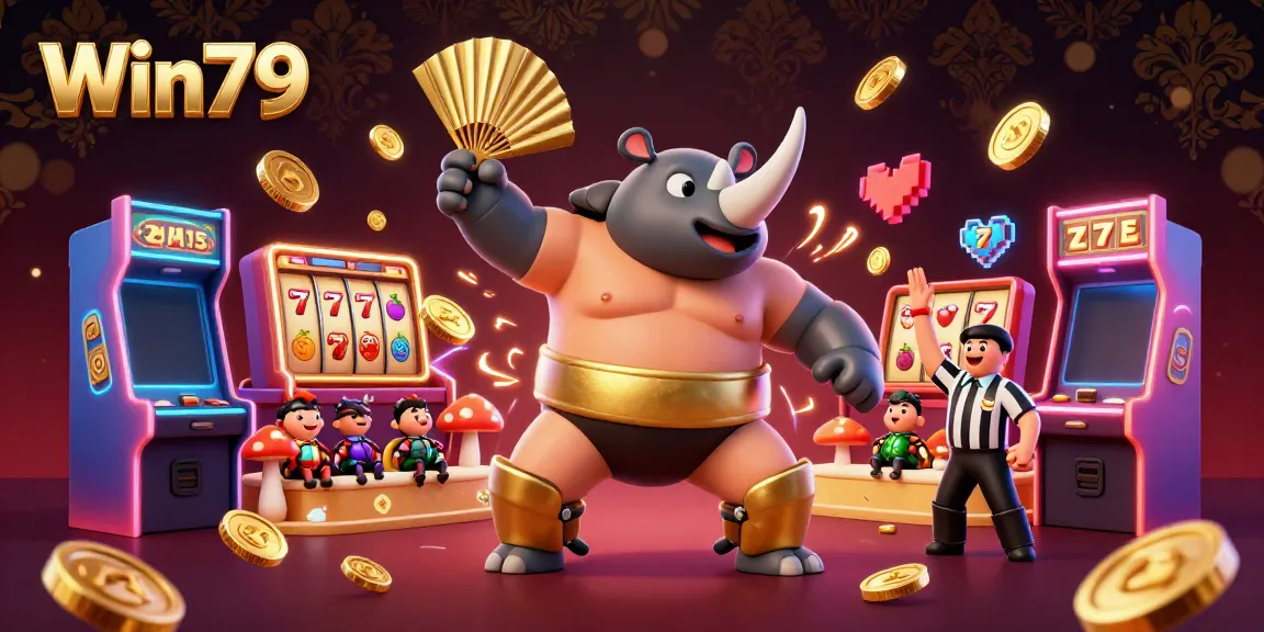 Experience the excitement of Win79 with a beetle champion in a vibrant casino setting, winning golden coins.