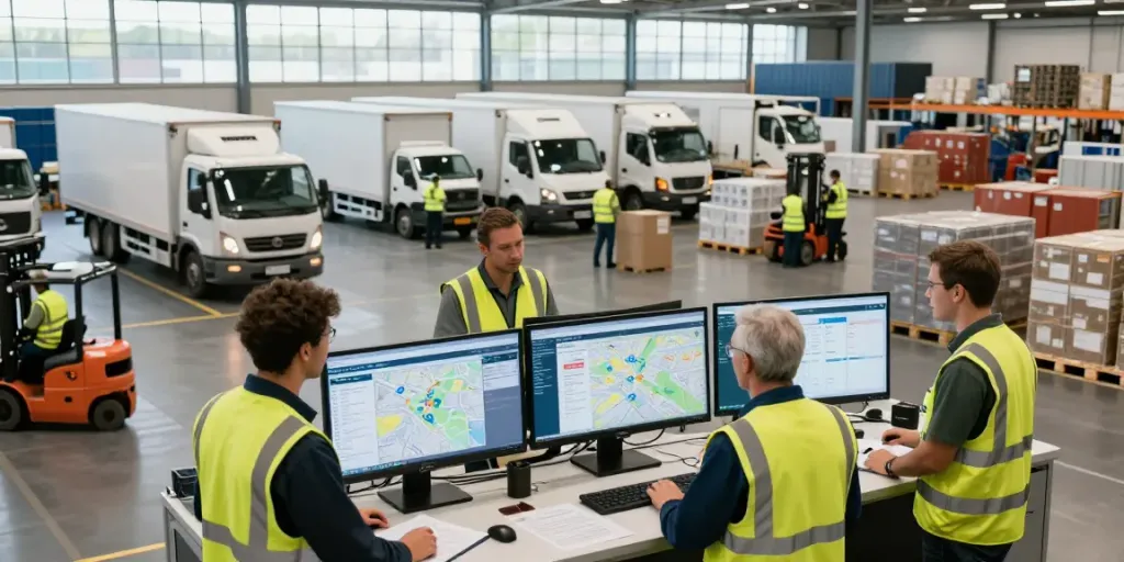 Speditionsfirma in Düsseldorf bei der effizienten Transportabwicklung mit modernem Team und Fahrzeugen.