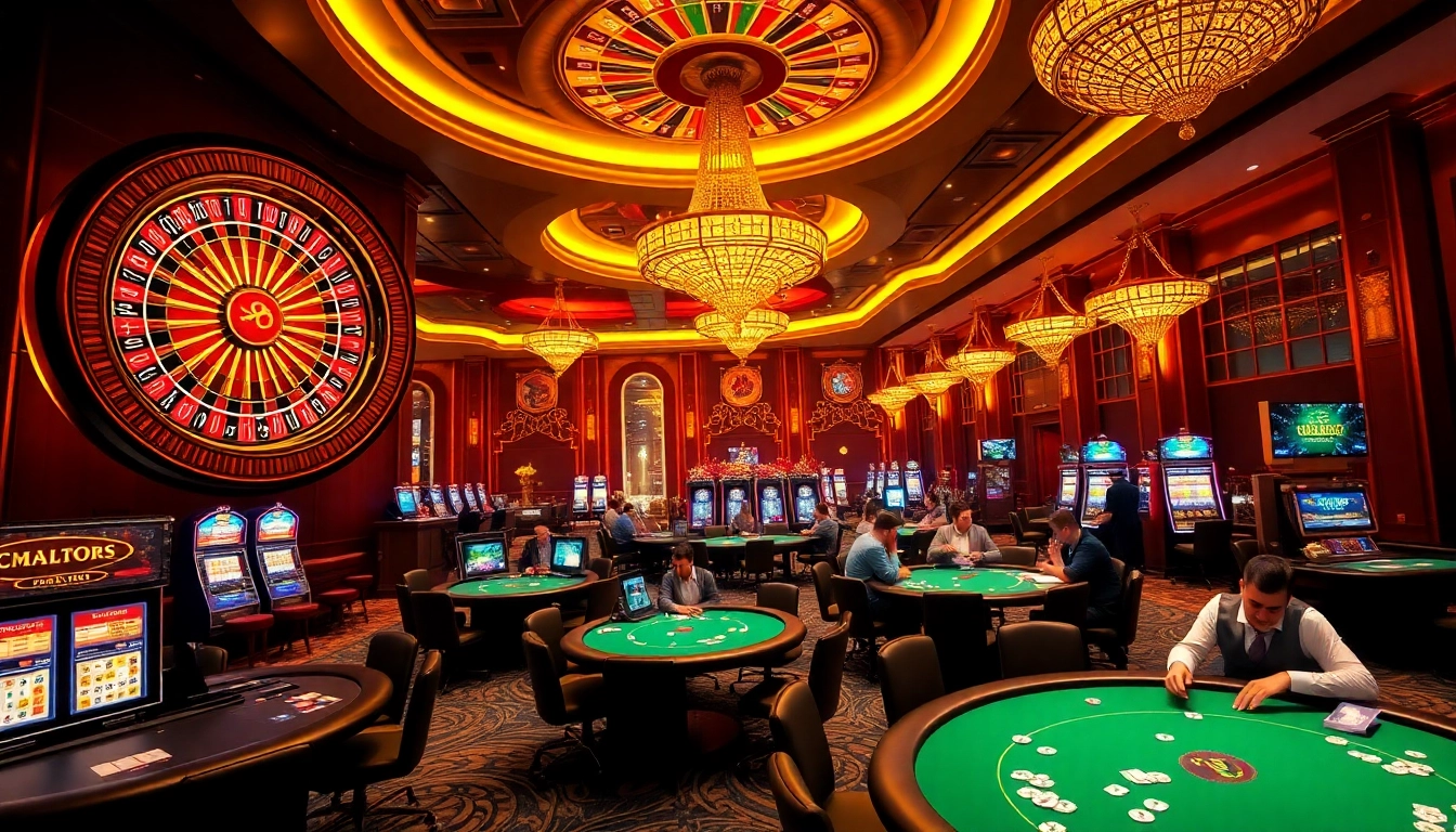 Players enjoying an exciting game night at the UU88 tải app casino with vibrant colors.