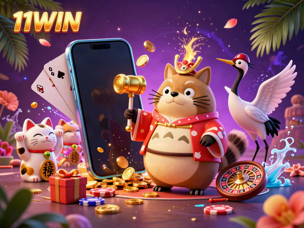 Experience thrilling gameplay at 11WIN, featuring colorful characters and vibrant slot games.