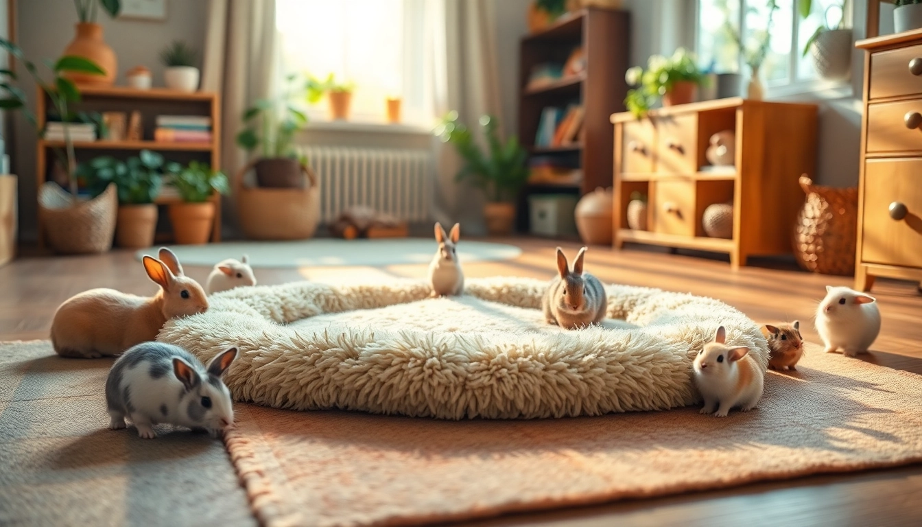 Hanfmatte in a cozy pet environment with playful small animals.