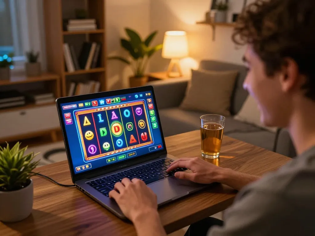 Player enjoying slot games on bet88.com in a cozy home setting with an inviting atmosphere.