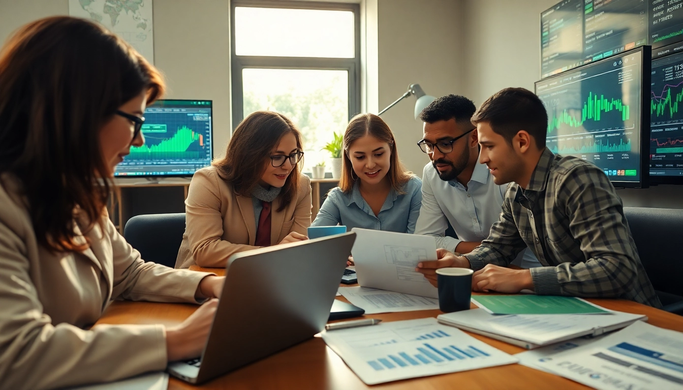 Aktienanalysen in an engaging workspace showcasing analysts collaborating on data.