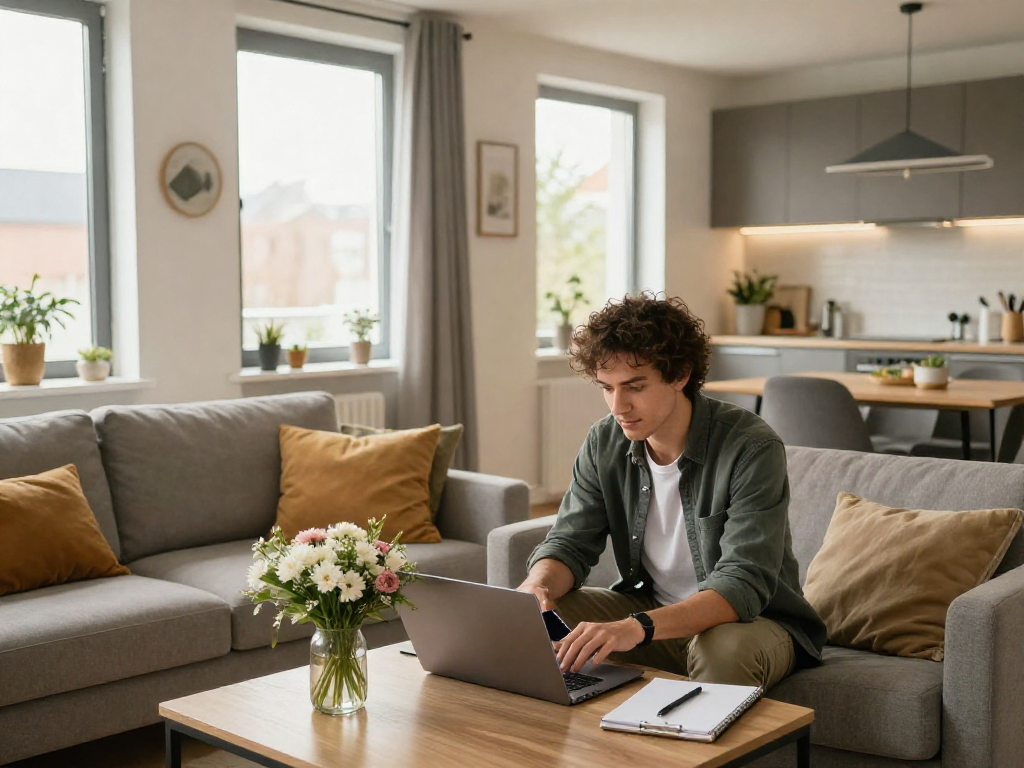 Stylisches und gemütliches Wohnzimmer einer Monteurwohnung Hannover, ideal für Geschäftsreisende und Touristen.