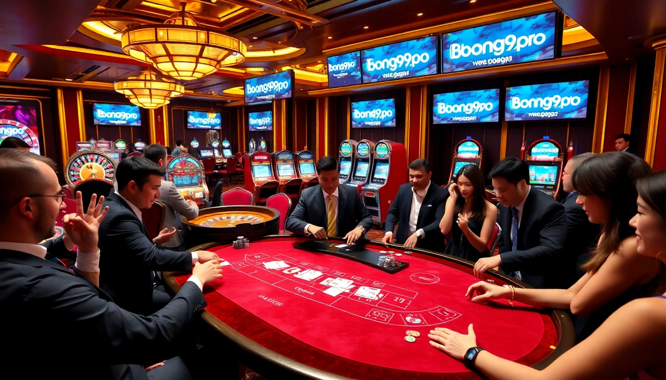 Players enjoying a live dealer game at https://bong99.pro/, showcasing excitement and entertainment in a casino setting.