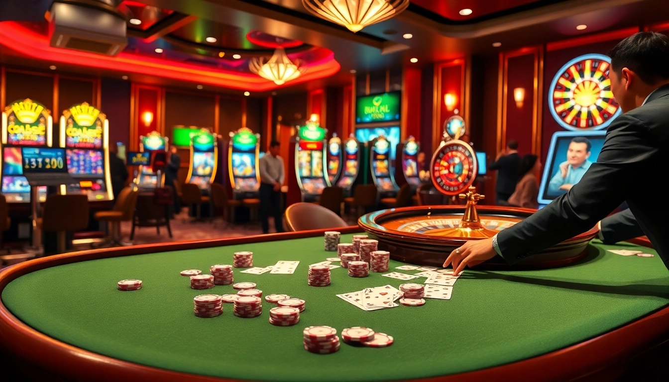 Experience the thrill of gambling at Nhà cái 6789 with vibrant casino tables and professional dealers.
