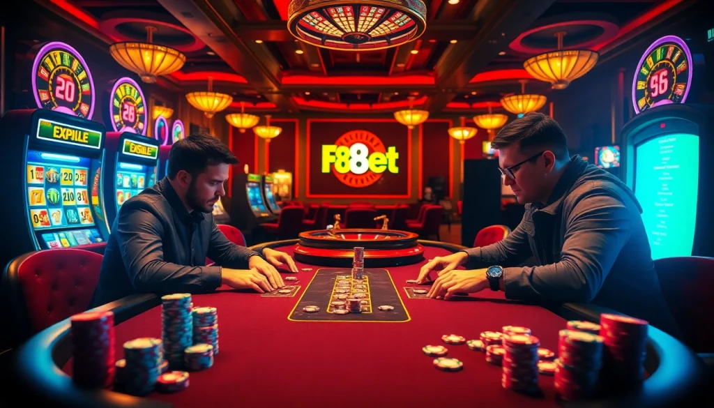 Experience high-stakes poker at F8Bet's luxurious gaming table.