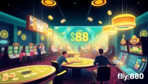 Experience the excitement of fly88 com with vibrant online casino gaming illustration.