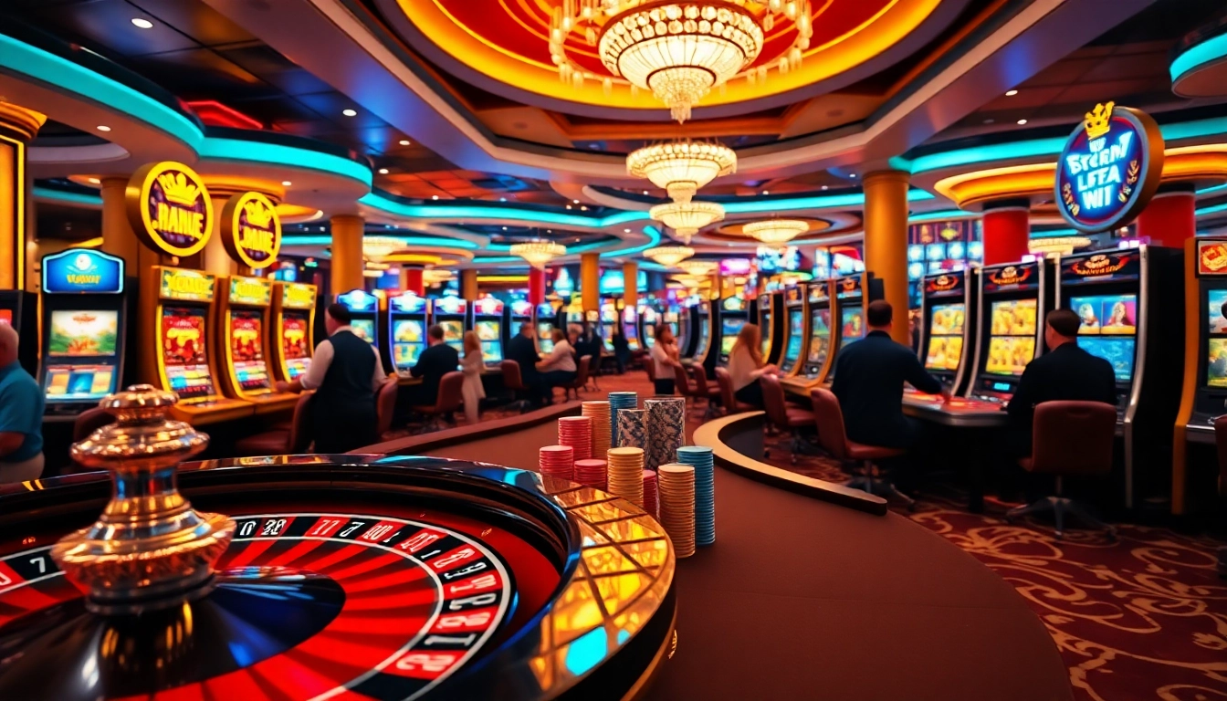 S8 players celebrating their wins at a vibrant casino with roulette and poker games.