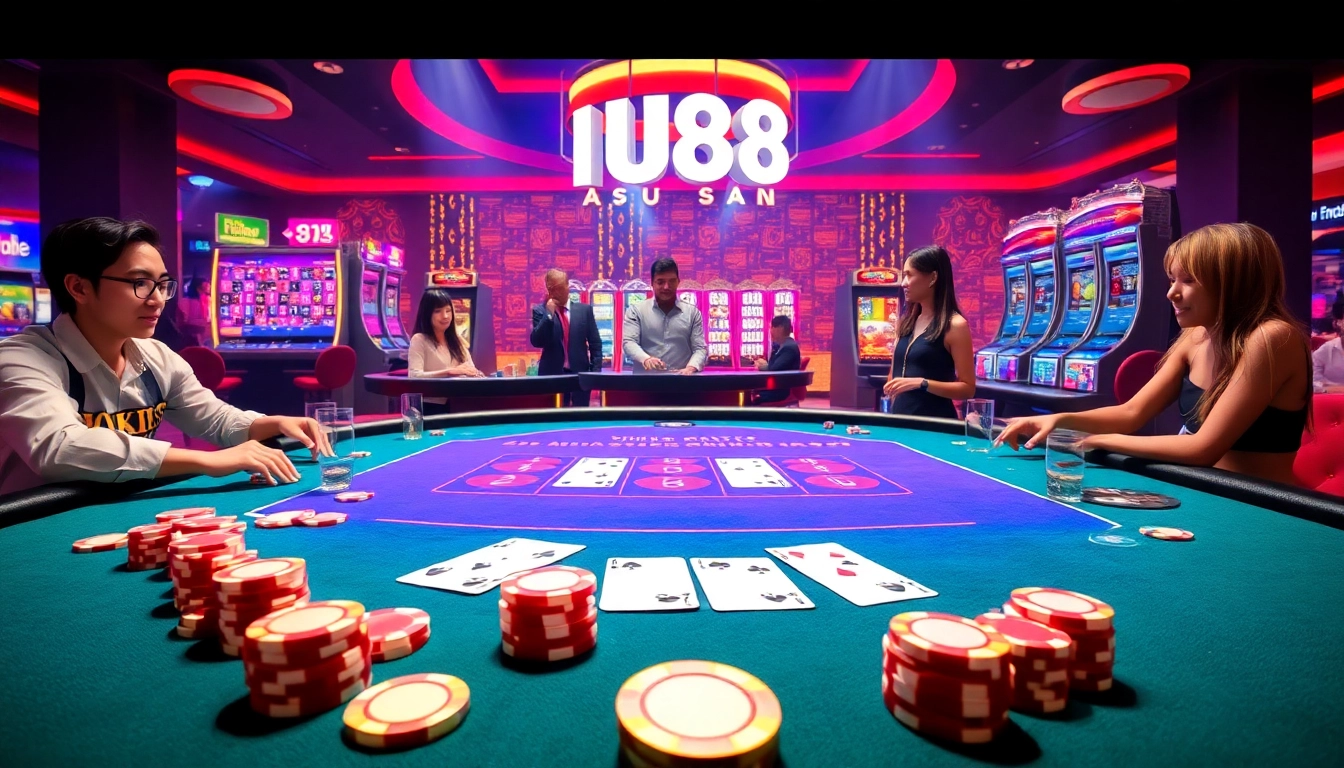 Experience the thrill of online casino games at UU88 with vibrant poker action.