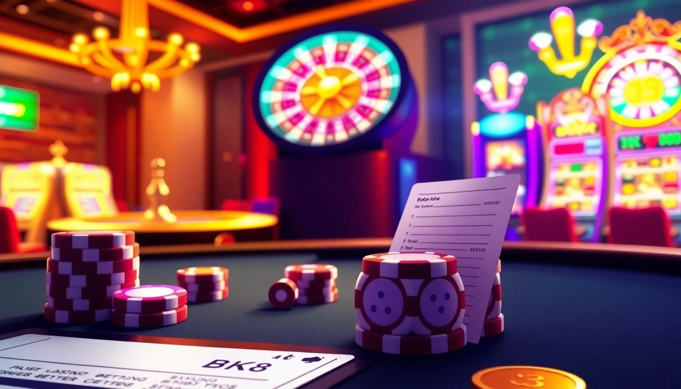 Experience the thrill of BK8 with a modern online gambling interface and gaming elements.