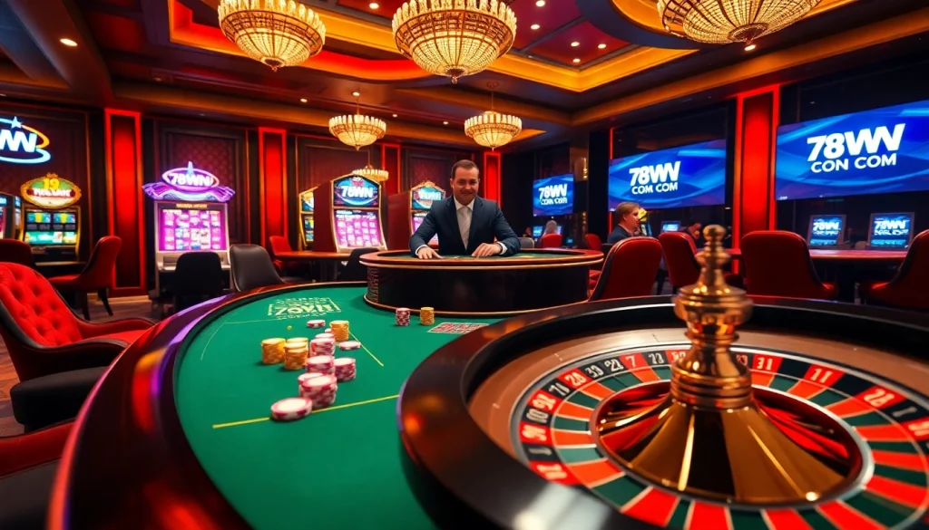 Experience the excitement of online gambling at 78WIN COM with vibrant casino visuals.