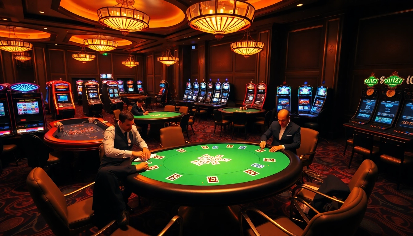 Players enjoy a thrilling game at a b52-themed poker table in a luxurious casino setting.