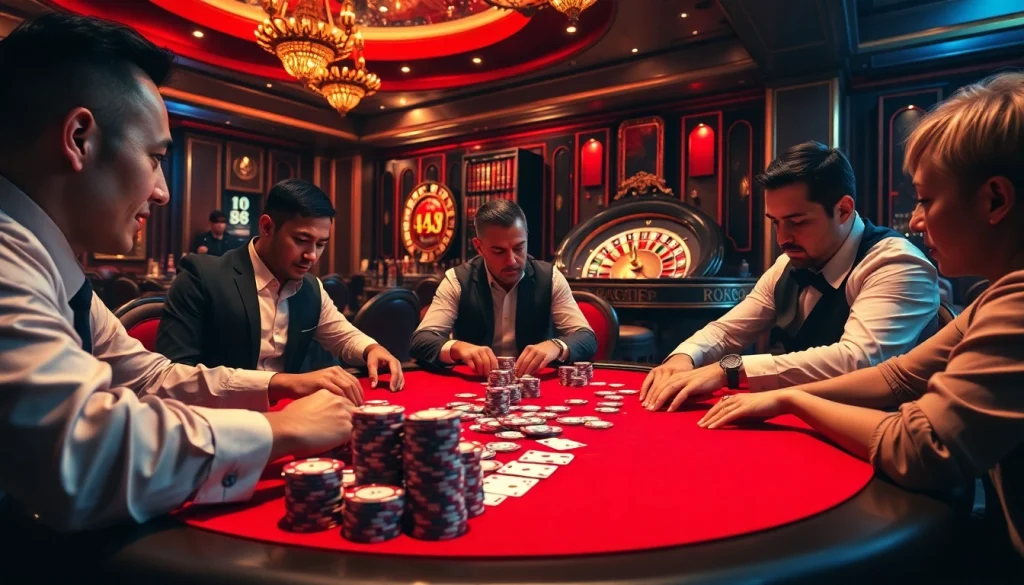 Experience the excitement of jun88 with high-stakes poker gameplay in a luxurious casino setting.