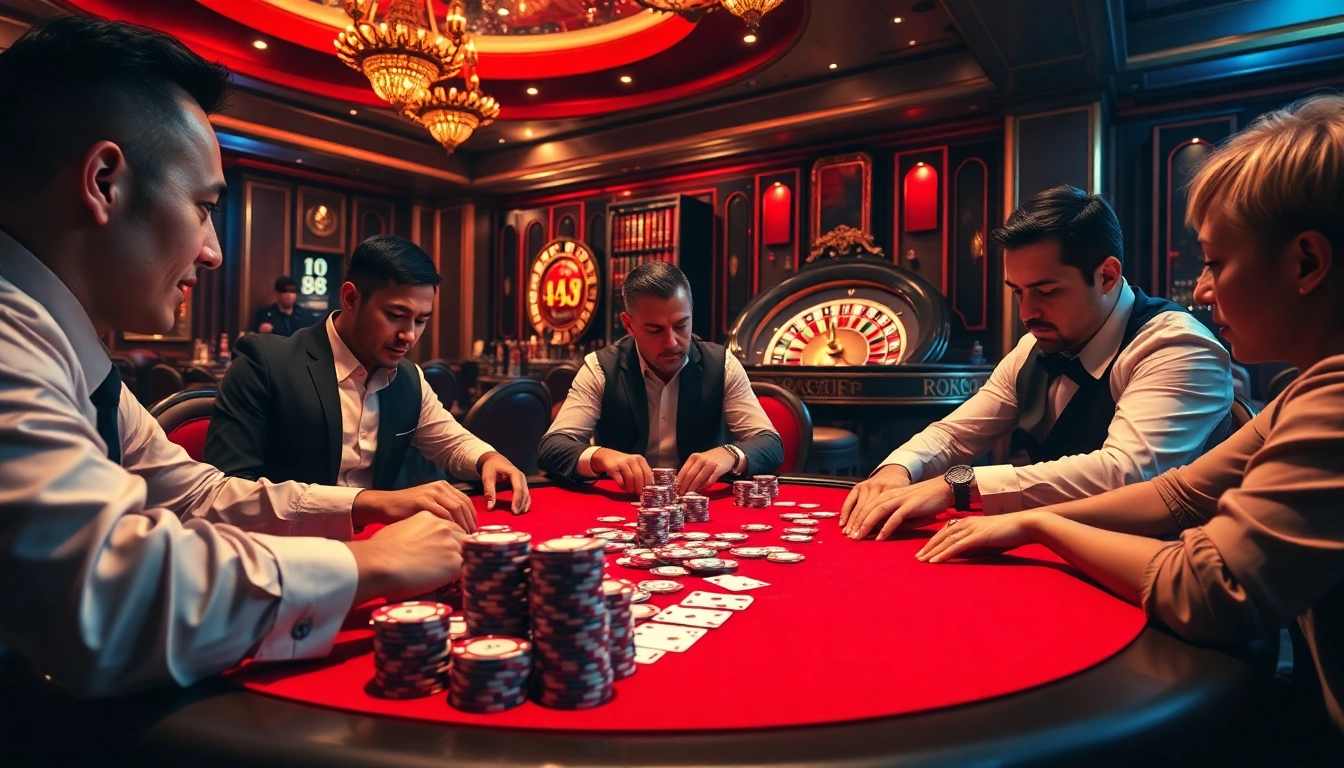 Experience the excitement of jun88 with high-stakes poker gameplay in a luxurious casino setting.