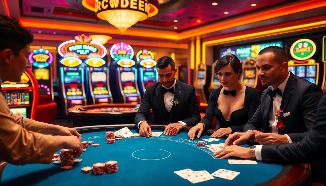 Players winning at a poker table representing Nhà cái KK55 in a luxurious casino environment.