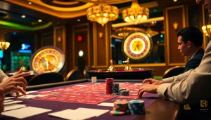 Players strategizing on bạch thủ lô kép at a vibrant casino gaming table, full of excitement.