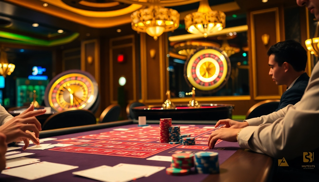 Players strategizing on bạch thủ lô kép at a vibrant casino gaming table, full of excitement.