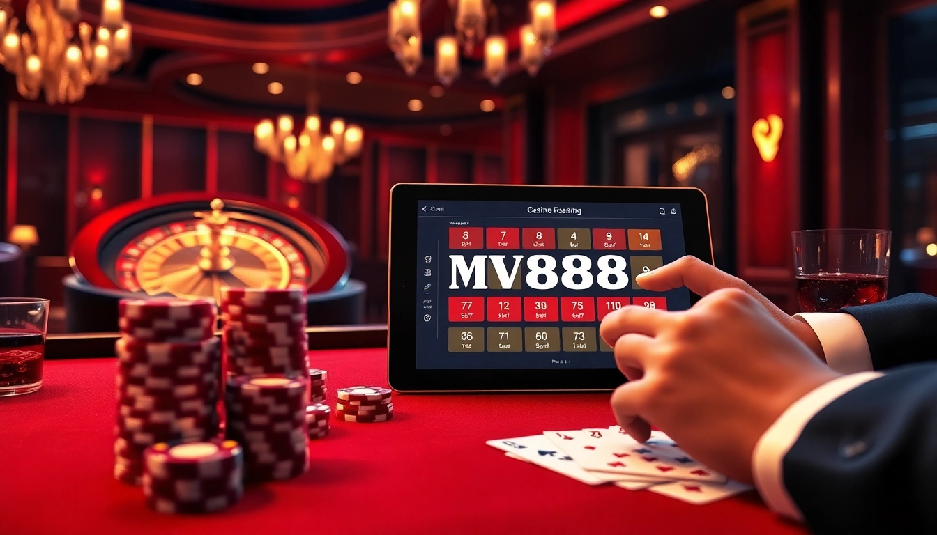 Experience the excitement of MV88 online betting at a luxurious casino table.