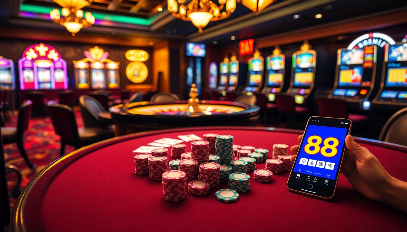 Experience excitement at the vibrant 88i casino, featuring tables, slot machines, and mobile betting.
