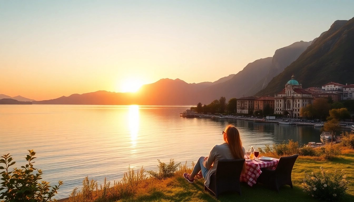 Erleben Sie einen friedlichen Urlaub am Gardasee mit atemberaubenden Sonnenuntergängen über dem Gardasee und dem malerischen Charme Italiens.