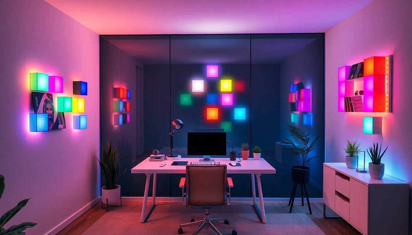 Nanoleaf Block Test featuring stylish RGB lighting setup in a modern home office.