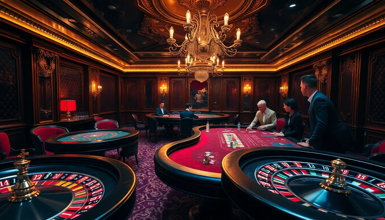 Sao789 players enjoy a thrilling game at luxurious casino tables with colorful chips.